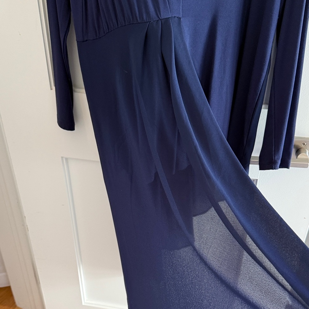 Elegant Navy Blue Asymmetrical top - Picture 3 of 5